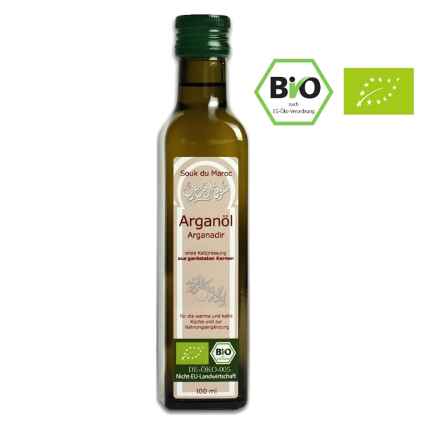 Bio Arganöl geröstet, kaltgepresstes Speiseöl aus Marokko, 100 ml