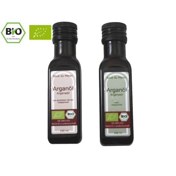 Bio Arganöl Geschenkpaket 2x100ml nativ und geröstet