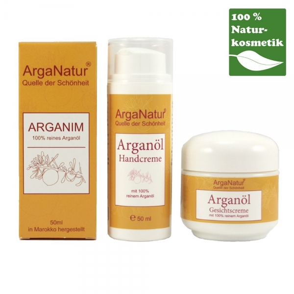 ArgaNatur Premium Set mit Arganöl, Hand- und Gesichtscreme