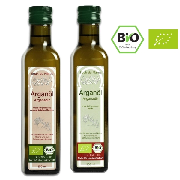 Bio Arganöl Geschenkpaket 2x100ml nativ und geröstet