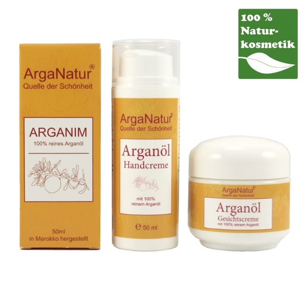 ArgaNatur Premium Set mit Arganöl, Hand- und Gesichtscreme